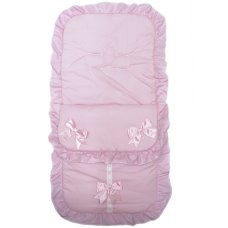 Plain Pink Footmuff/Cosytoes With Bows & Lace